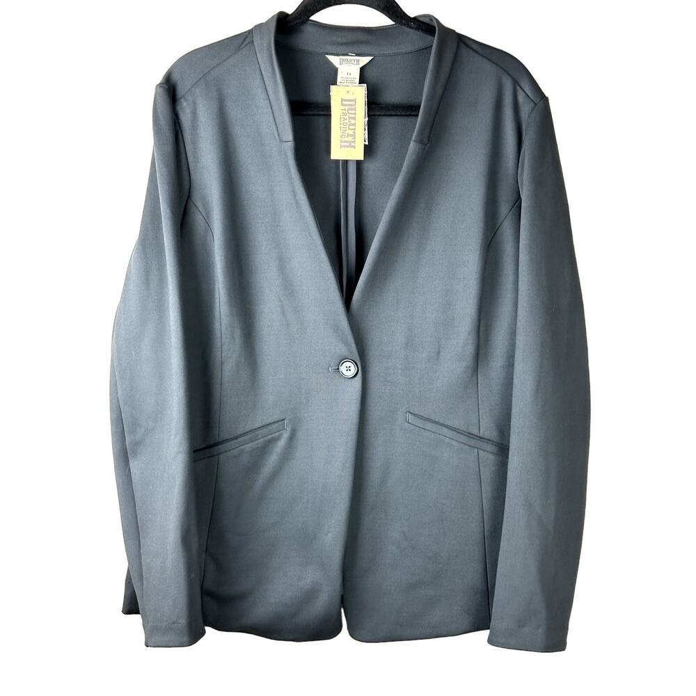 Duluth Trading Co NWT Womens Ponte Pro Blazer Sz 14 Black Career Business Office